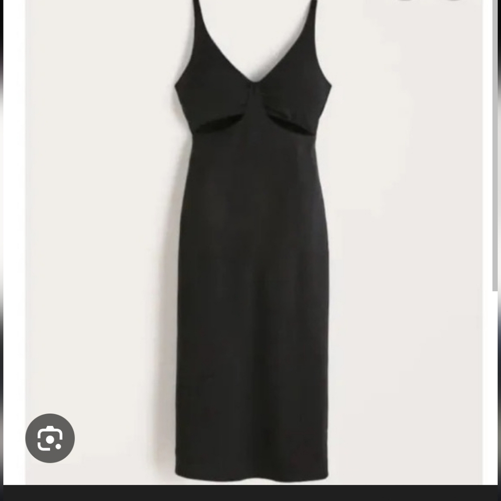 Abercrombie & Fitch Black Cut-Out Midi Dress Sz Large NWT